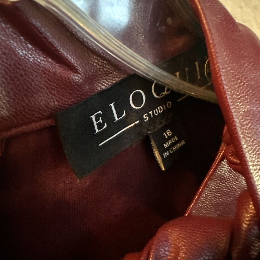 Eloquii Sz 16 Red Pleather Dress Bow Pleated Skirt - Picture 5 of 8